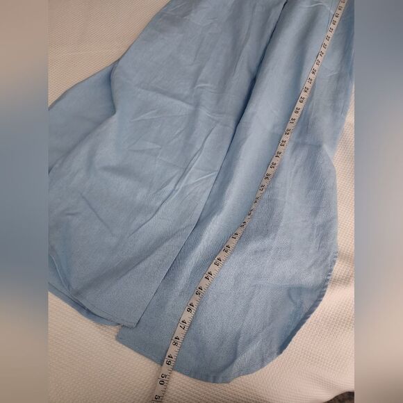 FOR CYNTHIA dress linen viscose blend side pockets belted short sleeve - Picture 3 of 13